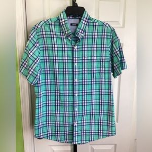 SALE - Green Plaid Button Down, size M, Izod